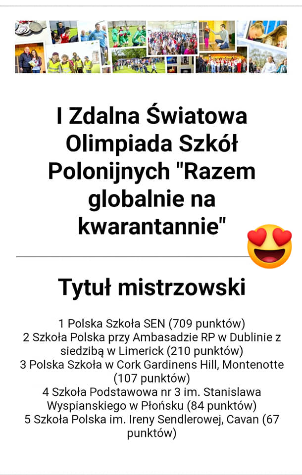 I Zdalna Światowa Olimpiada Szkół Polonijnych „Razem globalnie na kwarantannie” 